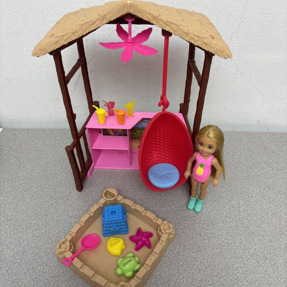 Mattel Barbie Tiki Hut Playset Incomplete Blonde Chelsea Doll, Sandbox, Drinks‎ - Picture 7 of 7